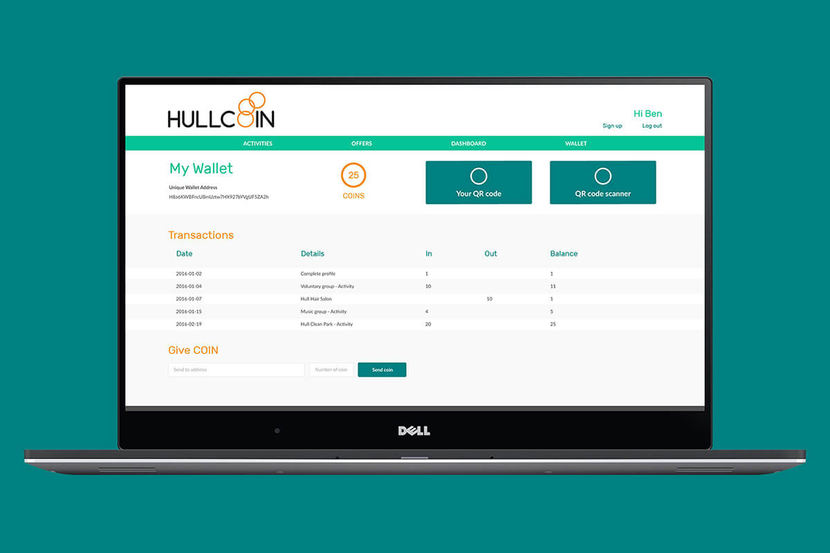HullCoin Website Mockup – Wallet Dashboard
